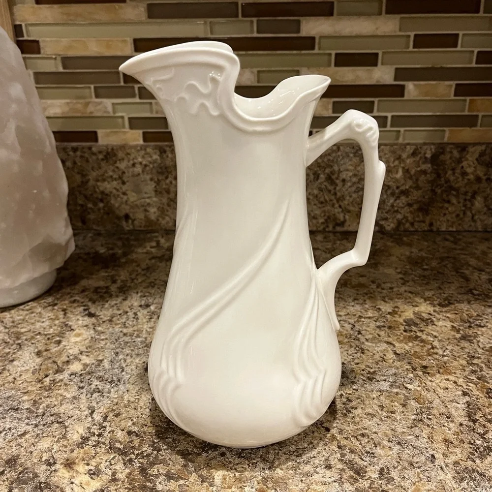Vintage I. Godinger & Co. Embossed Ivory Porcelain Pitcher
